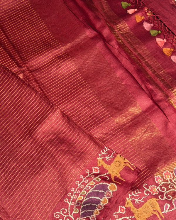 Pure handloom tussar saree - Image 2